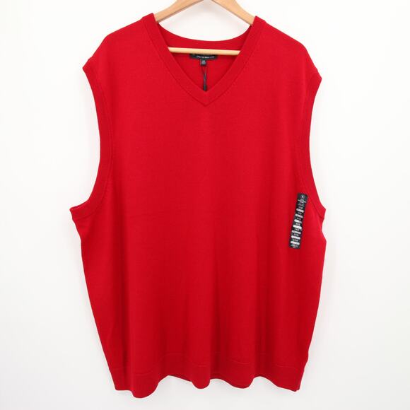 Hart Schaffner Marx Sweater Vest Red Men's Extra Fine Merino Wool V Neck NWT 3XB - Picture 1 of 12